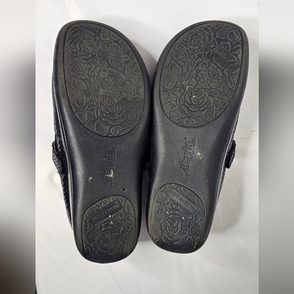 Alegria Black & Blue Leather Snakeskin Print Slip-On Clogs Size 39 = US 9 - Picture 6 of 9